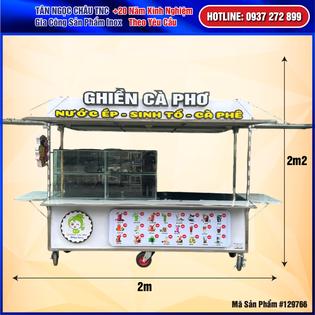 xưởng sản xuất xe cà phê thiết kế hiện đại chuyên nghiệp giá tốt ân Ngọc Châu